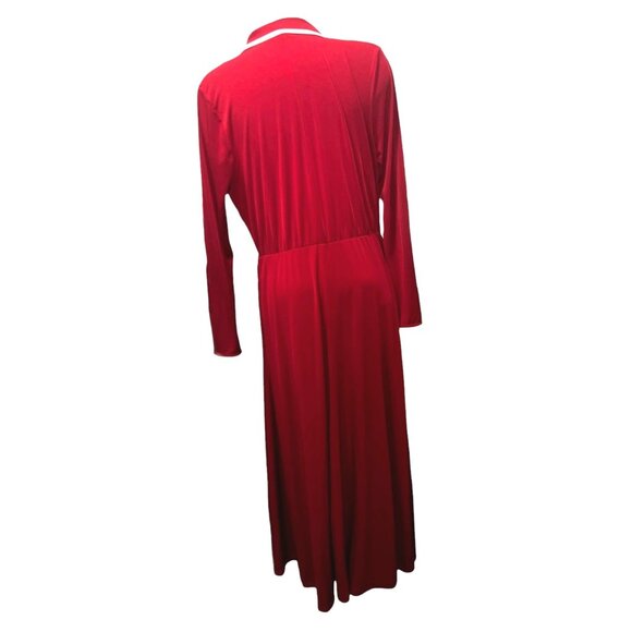Lane Bryant Glamour VNeck Maxi Robe Wrap Dress Sz 14/16 (XL) Womens Red Long Sle - Picture 5 of 16